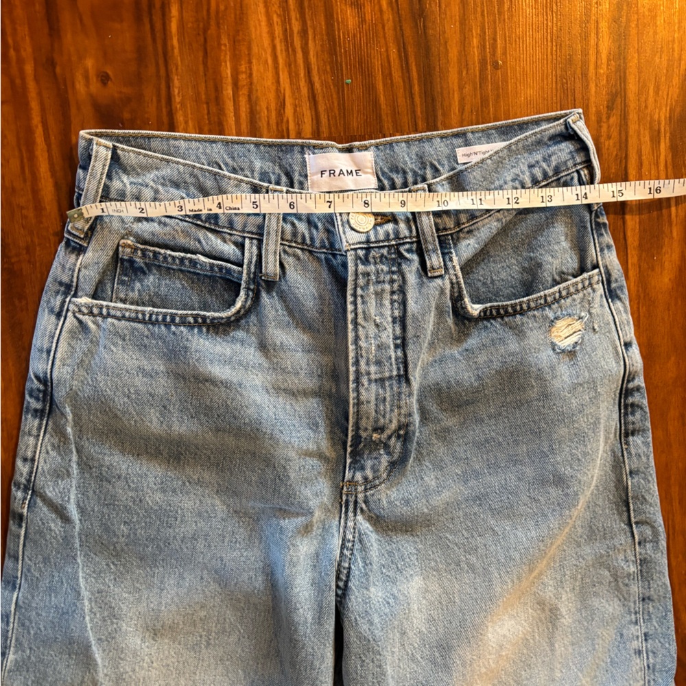 Frame Le High N Tight Wide Leg Bilson Rips Wash Distressed Jean 27 - Picture 7 of 8